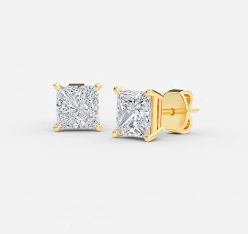 Princess Cut Lab Grown Diamond Stud Earrings