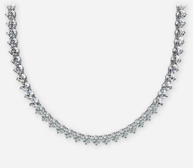 Round Lab Grown Diamond 3 Prong Tennis Necklace