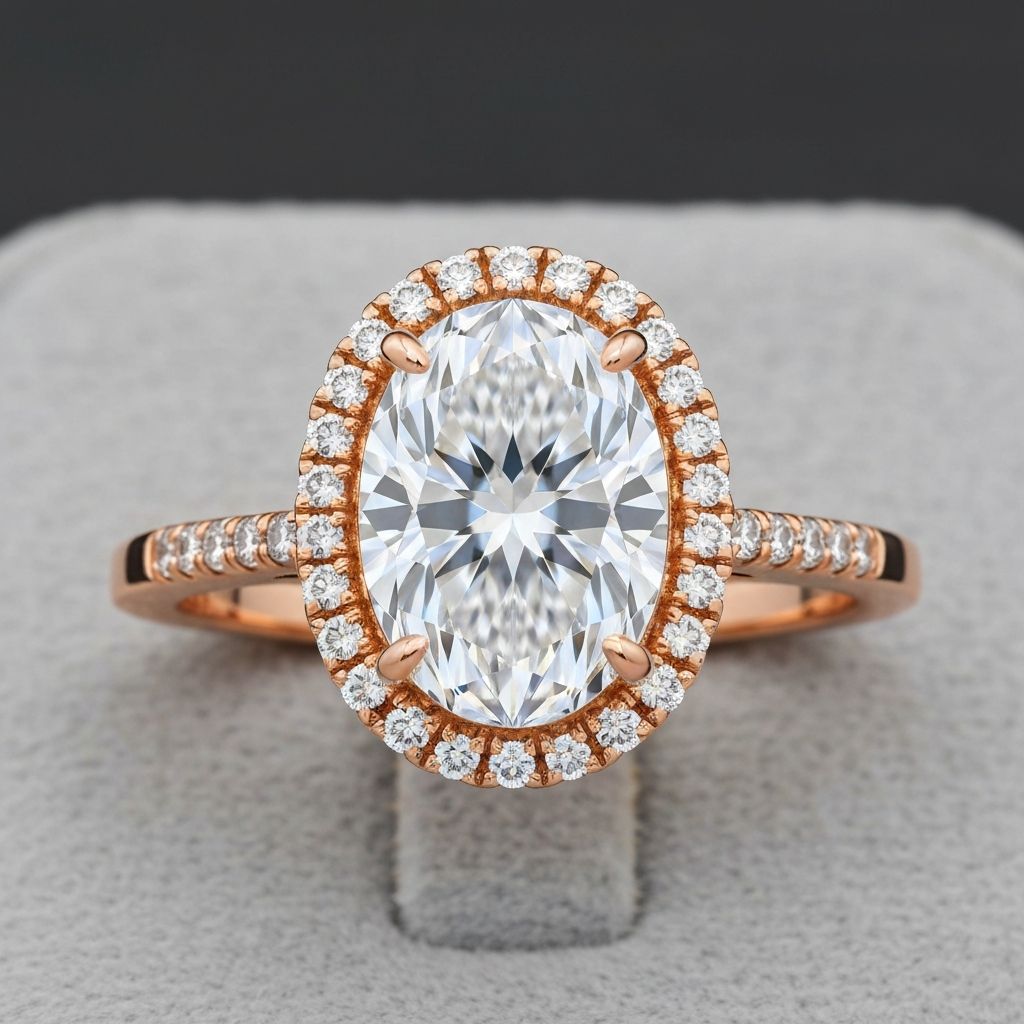 Oval Diamond Halo Ring